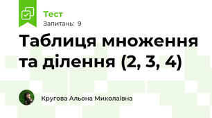 Таблиця множення та ділення (2, 3, 4)