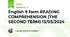 English 9 form READING COMPREHENSION (THE SECOND TERM) 13/05/2024