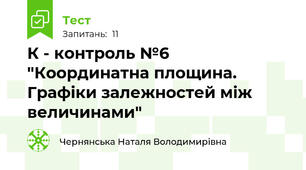 К - контроль №6 "Координатна площина. Графіки залежностей між величинами"