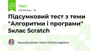 Підсумковий тест з теми "Алгоритми і програми"  5клас Scratch