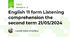  English 11 form Listening comprehension the second term 21/05/2024