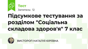Підсумкове тестування за розділом "Соціальна складова здоров'я" 7 клас