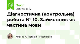 Діагностична (контрольна) робота № 10. Займенник як частина мови