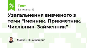 Узагальнення вивченого з теми "Іменник. Прикметник. Числівник. Займенник"