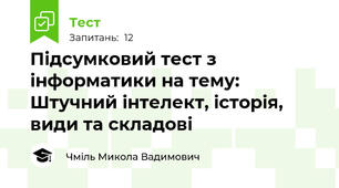 Підсумковий тест з інформатики на тему: Штучний інтелект, історія, види та складові
