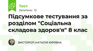 Підсумкове тестування за розділом "Соціальна складова здоров'я" 8 клас