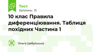  10 клас Правила диференціювання. Таблиця похідних Частина 1