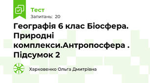 Географія 6 клас Біосфера. Природні комплекси.Антропосфера . Підсумок 2