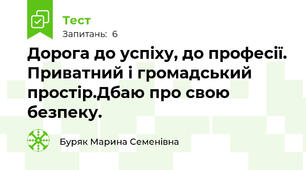 Дорога до успіху, до професії. Приватний і громадський простір.Дбаю про свою безпеку.