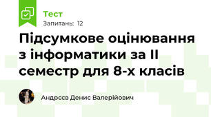 Підсумкове оцінювання з інформатики за ІІ семестр для 8-х класів