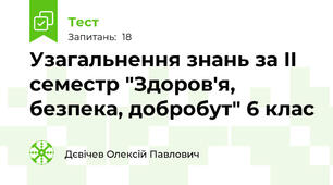 Узагальнення знань за II семестр "Здоров'я, безпека, добробут" 6 клас