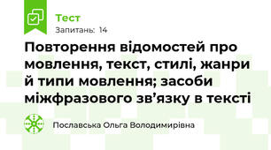 Повторення відомостей про мовлення, текст, стилі, жанри й типи мовлення; засоби міжфразового зв’язку в тексті