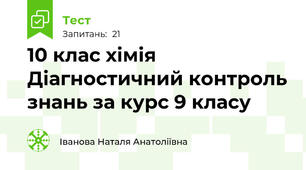 10 клас хімія Діагностичний контроль знань за курс 9 класу