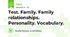 Test. Family. Family relationships. Personality. Vocabulary.