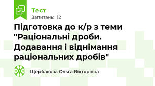 Підготовка до к/р з теми "Раціональні дроби. Додавання і віднімання раціональних дробів"