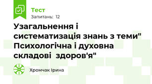 Узагальнення і систематизація знань з теми" Психологічна і духовна складові  здоров'я"