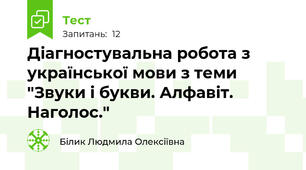 Діагностувальна робота з української мови з теми "Звуки і букви. Алфавіт. Наголос."