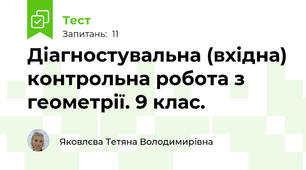 Діагностувальна (вхідна) контрольна робота з геометрії. 9 клас.