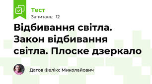  Відбивання світла. Закон відбивання світла. Плоске дзеркало 