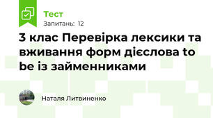 3 клас Перевірка лексики та вживання форм дієслова to be із займенниками
