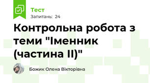 Контрольна робота з теми "Іменник (частина ІІ)"