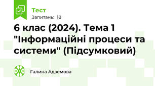 6 клас (2024). Тема 1 "Інформаційні процеси та системи" (Підсумковий)