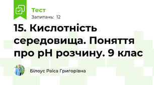 15. Кислотність середовища. Поняття про рН розчину. 9 клас