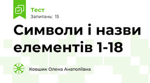 Символи і назви елементів 1-18