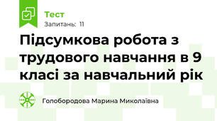 Підсумкова робота з трудового навчання в 9 класі за навчальний рік