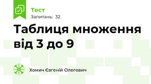 Таблиця множення від 3 до 9