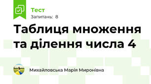 Таблиця множення та ділення числа 4
