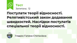 Постулати теорії відносності. Релятивістський закон додавання швидкостей. Наслідки постулатів спеціальної теорії відносності.