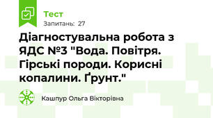 Діагностувальна робота з ЯДС №3 "Вода. Повітря. Гірські породи. Корисні копалини. Ґрунт."