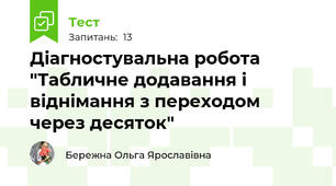 Діагностувальна робота "Табличне додавання і віднімання з переходом через десяток"