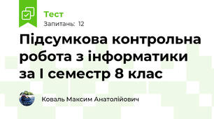 Підсумкова контрольна робота з інформатики за І семестр 8 клас