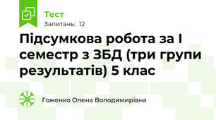 Підсумкова робота за І семестр з ЗБД (три групи результатів) 5 клас