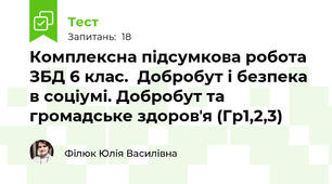 Комплексна підсумкова робота ЗБД 6 клас.  Добробут і безпека в соціумі. Добробут та громадське здоровʼя (Гр1,2,3)