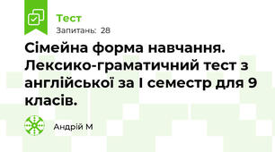 Сімейна форма навчання. Лексико-граматичний тест з англійської за І семестр для 9 класів. 