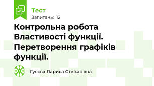 Контрольна робота  Властивості функції. Перетворення графіків функції.