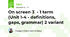 On screen 3  - 1 term (Unit 1-4 - definitions, gaps, grammar) 2 variant