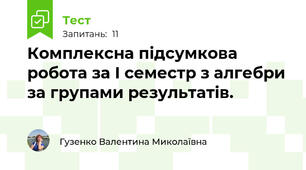 Комплексна підсумкова робота за І семестр з алгебри за групами результатів.