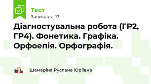 Діагностувальна робота (ГР2, ГР4). Фонетика. Графіка. Орфоепія. Орфографія.
