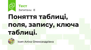 Поняття таблиці, поля, запису, ключа таблиці.