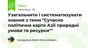 Узагальнити і систематизувати знання з теми "Сучасна політична карта Азії природні умови та ресурси""