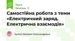 Самостійна робота з теми «Електричний заряд. Електрична взаємодія»