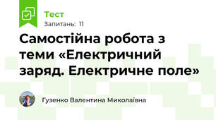 Самостійна робота з  теми «Електричний заряд. Електричне поле» 