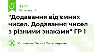  ''Додавання від'ємних чисел. Додавання чисел з різними знаками'' ГР 1