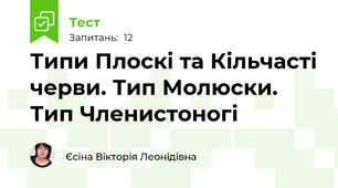 Типи Плоскі та Кільчасті черви. Тип Молюски. Тип Членистоногі