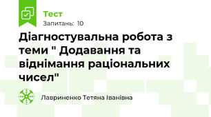 Діагностувальна робота з теми " Додавання та віднімання раціональних чисел"
