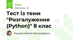 Тест із теми "Розгалуження (Python)" 8 клас
